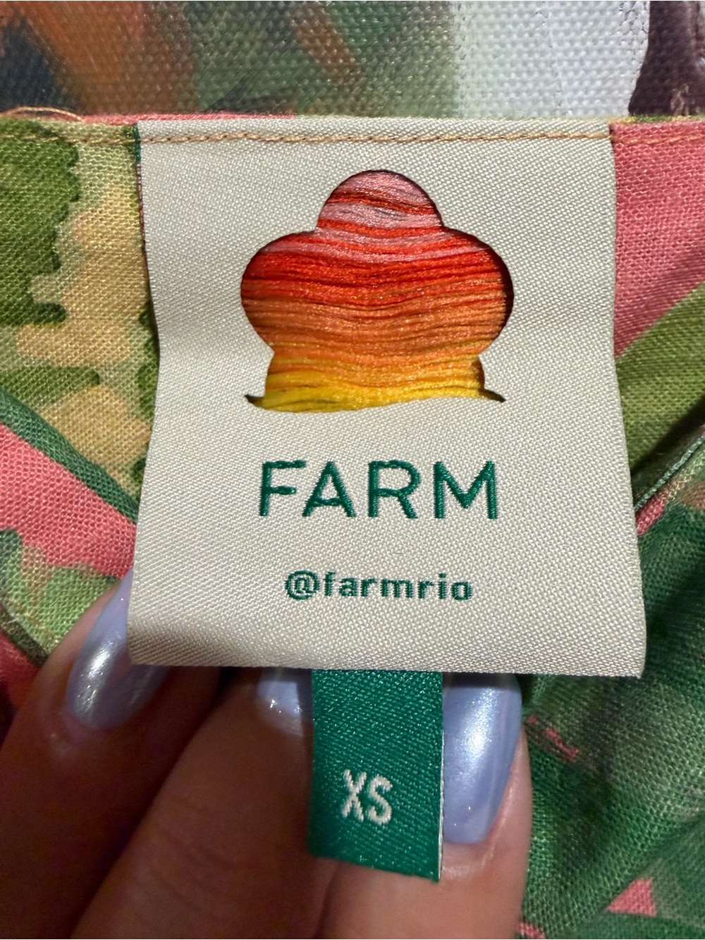 FARM Rio Peach and Green Tropical Print Dress - Picture 4 of 7